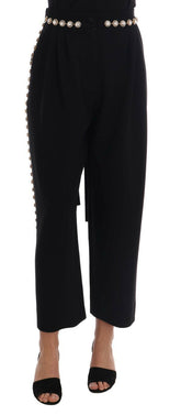 Dolce & Gabbana Black Wool Stretch Crystal Pants -   -  Dolce & Gabbana.